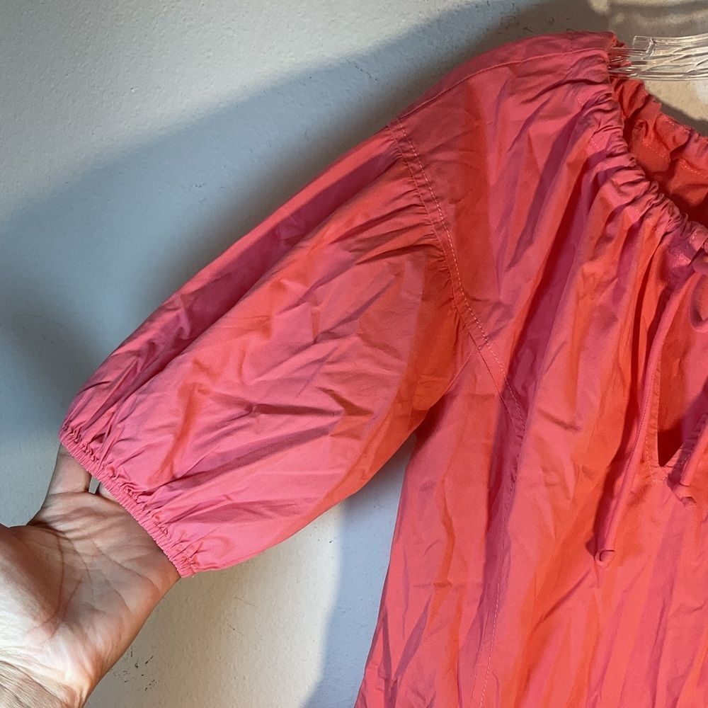 Shoshanna ladies POPPY MIDI DRESS 6 PINK coral poplin day resort Anthropologie - Picture 10 of 16